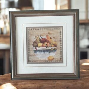 Fruit Bowl Framed Picture Fall Home Decor 12” X  12” By Valorie Evers Went